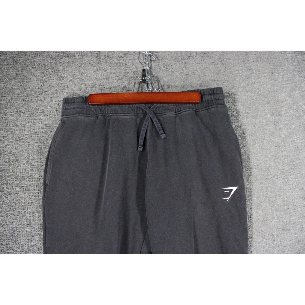 Gymshark Mens Black Crest Joggers Sweatpants Tapered Fleece Size Large A1A2A